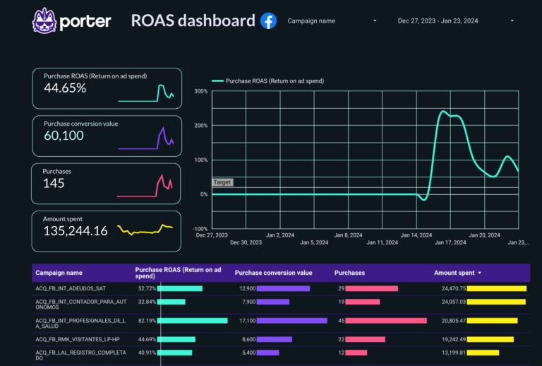 ROAS Dashboard template on Looker Studio